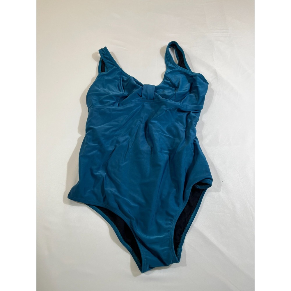 Blue Serena One Piece Swimsuit Size GG Teal Blue Cutout Back Ruched Front